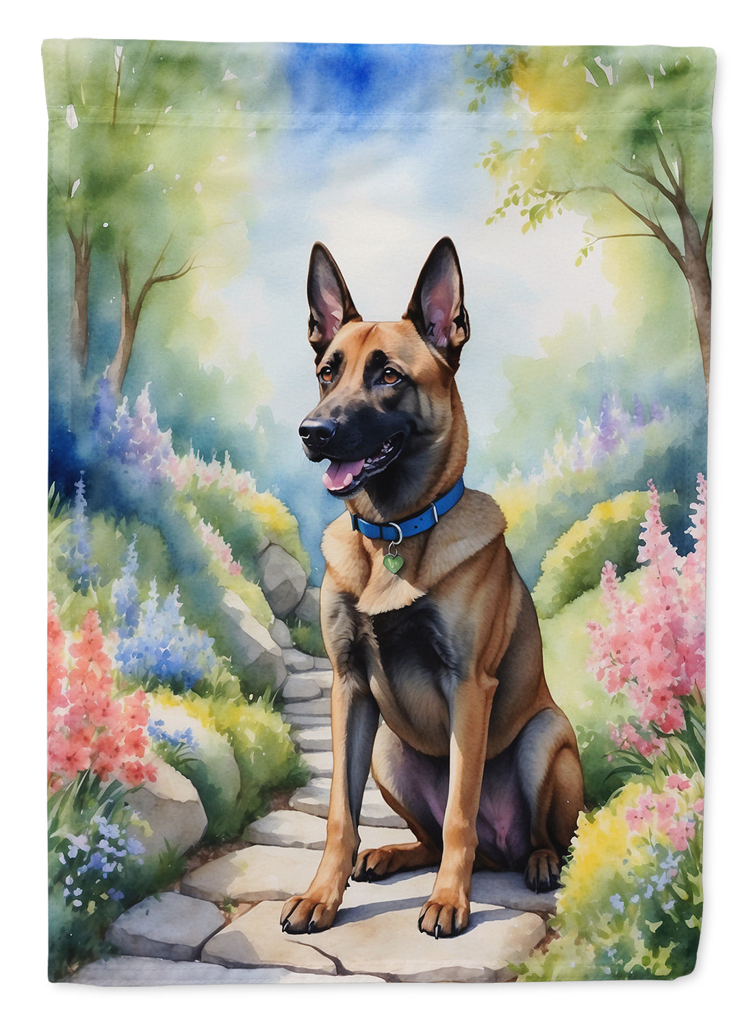 Belgian Malinois Spring Garden House Flag 28x40 Porch Sleeve Pole Decorative Outside Yard Banner Artwork Wall Hanging, Polyester