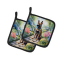 Belgian Malinois Spring Garden Pot Holder Set of 2 Heat Resistant Quilted Hot Pads 7.5 x 7.5 Inch, Insulated Kitchen Trivets for Cooking & Baking