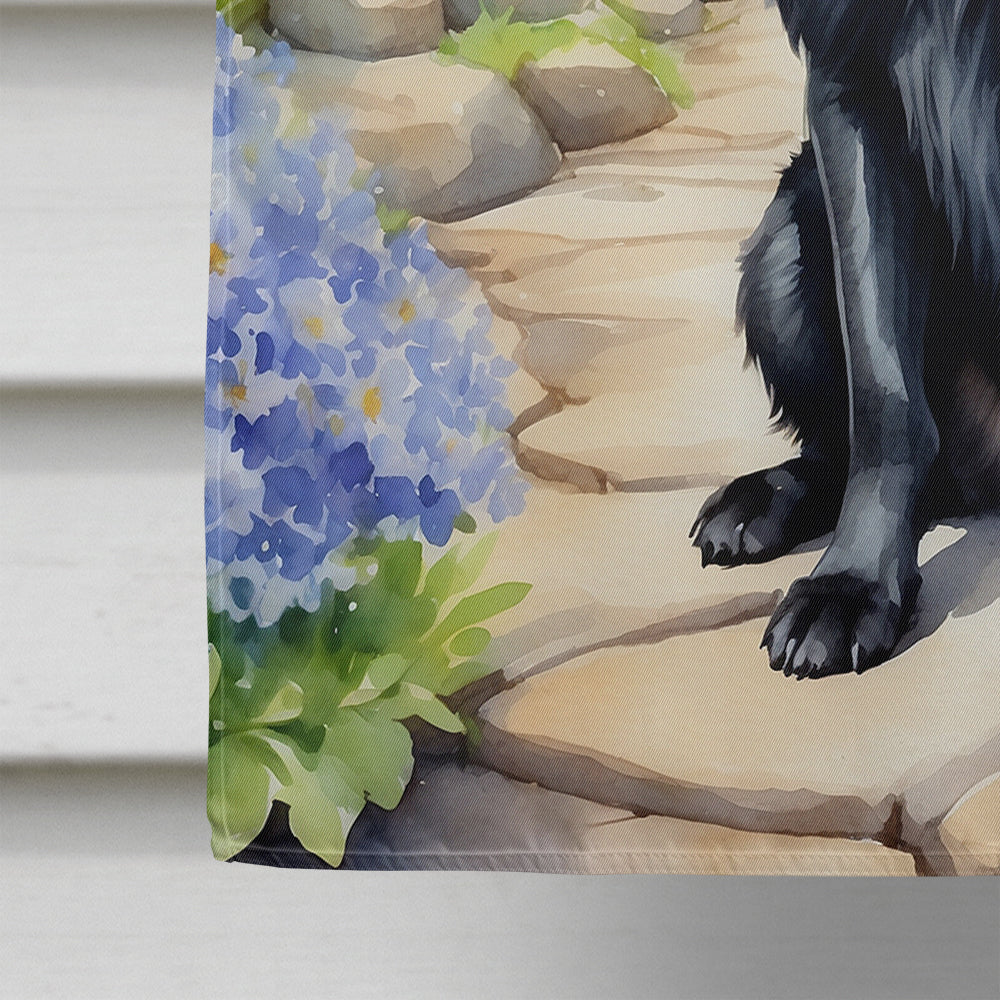 Belgian Sheepdog Spring Path House Flag 28x40 Porch Sleeve Pole Decorative Outside Yard Banner Artwork Wall Hanging, Polyester