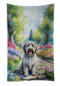 Bergamasco Sheepdog Spring Path Kitchen Towel Velour Plush Front and Cotton Loop Back Machine Washable