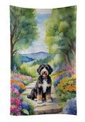 Bernedoodle Spring Path Kitchen Towel Velour Plush Front and Cotton Loop Back Machine Washable