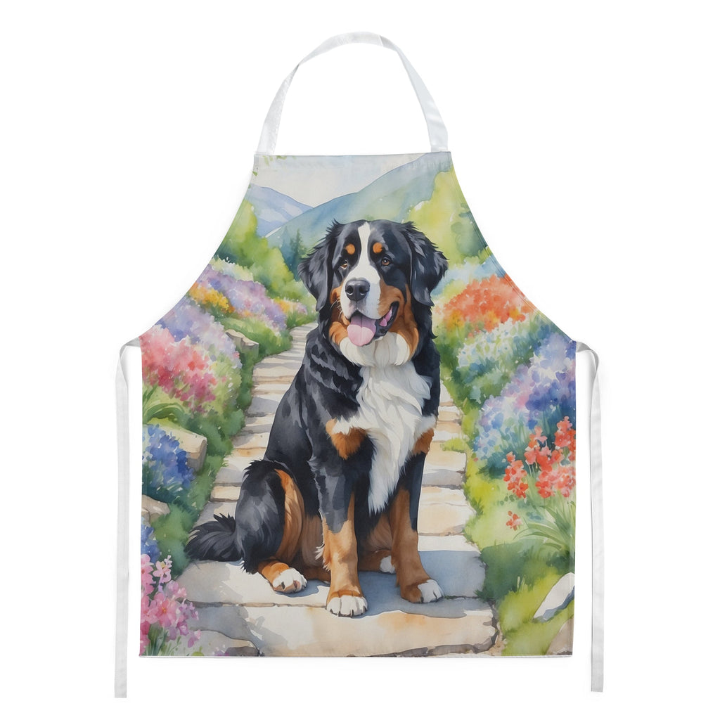 Bernese Mountain Dog Spring Path Apron Cooking Kitchen Server Baking Crafts Gardening for Adult Women Men, Unisex, Large, Multicolor