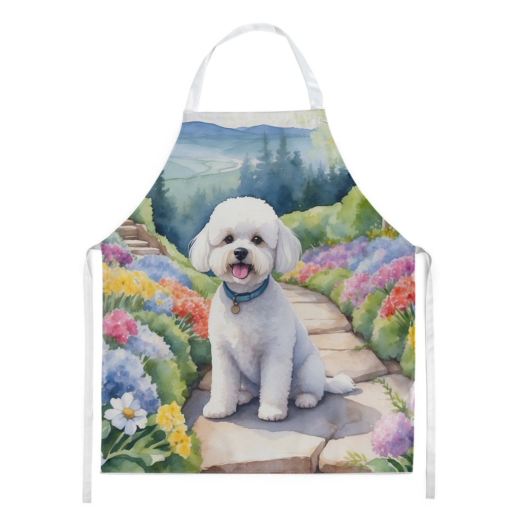 Bichon Frise Spring Path Apron Cooking Kitchen Server Baking Crafts Gardening for Adult Women Men, Unisex, Large, Multicolor