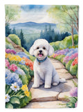Bichon Frise Spring Path House Flag 28x40 Porch Sleeve Pole Decorative Outside Yard Banner Artwork Wall Hanging, Polyester