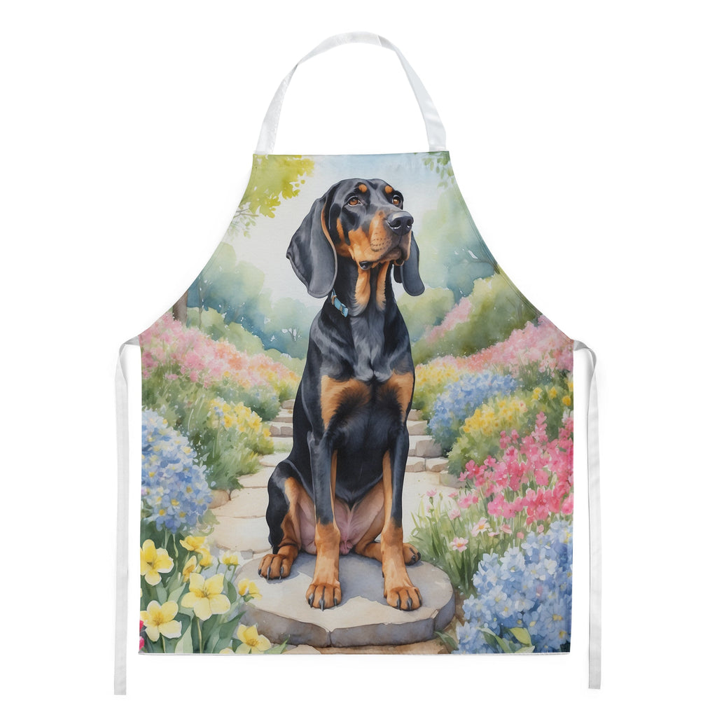 Black and Tan Coonhound Spring Path Apron Cooking Kitchen Server Baking Crafts Gardening for Adult Women Men, Unisex, Large, Multicolor