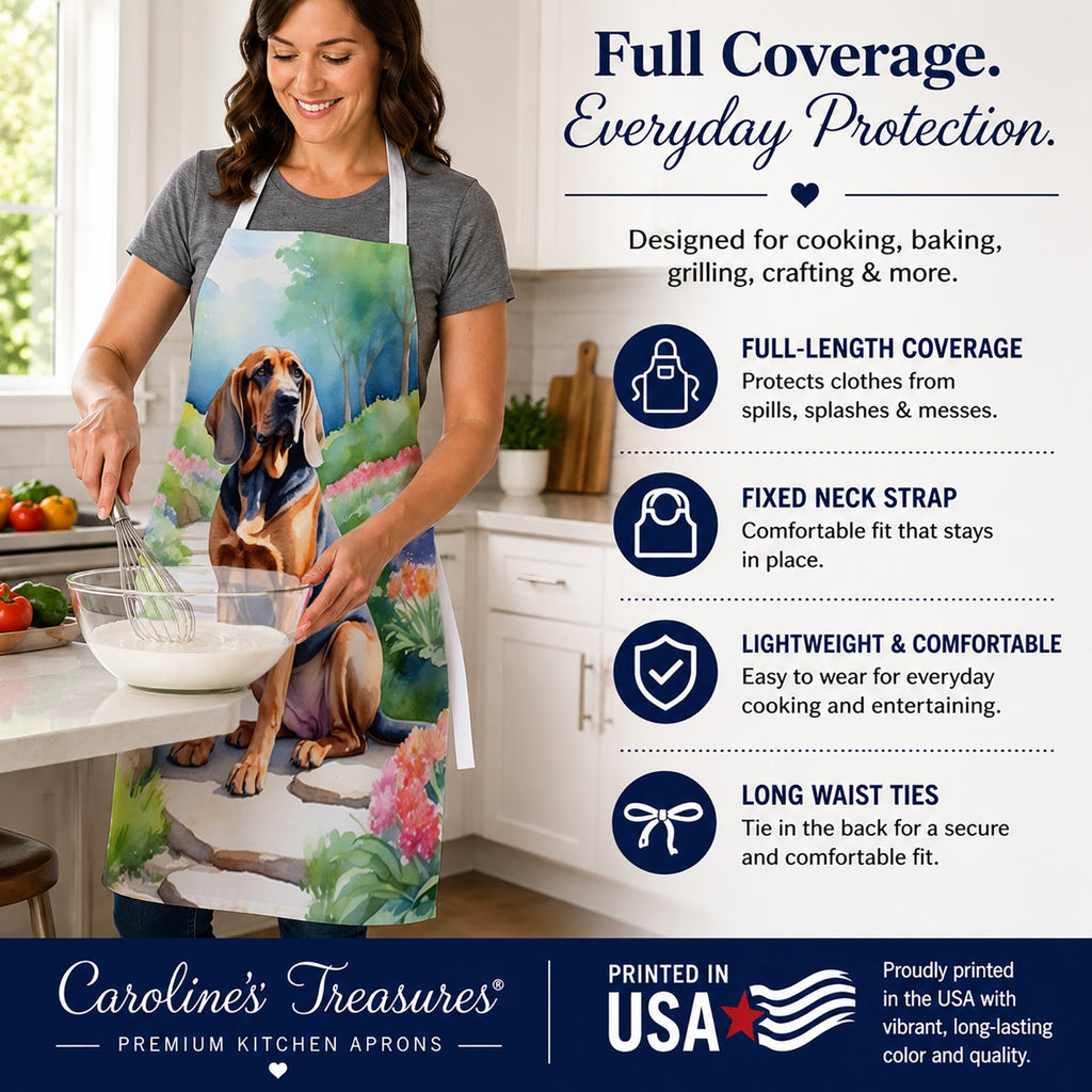 Bloodhound Spring Path Apron Cooking Kitchen Server Baking Crafts Gardening for Adult Women Men, Unisex, Large, Multicolor