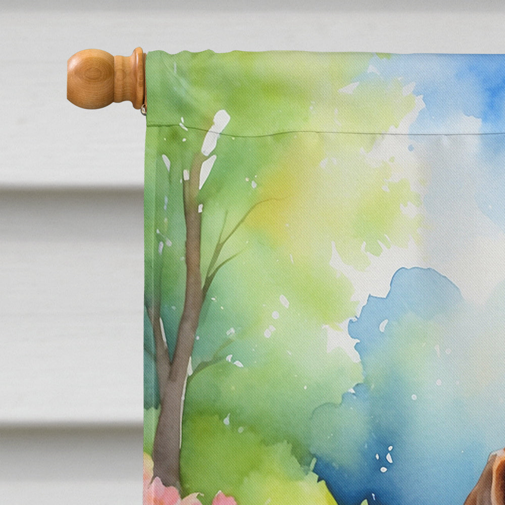 Bloodhound Spring Path House Flag 28x40 Porch Sleeve Pole Decorative Outside Yard Banner Artwork Wall Hanging, Polyester