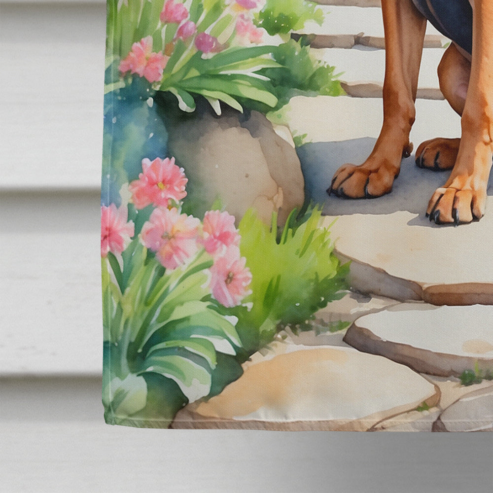 Bloodhound Spring Path House Flag 28x40 Porch Sleeve Pole Decorative Outside Yard Banner Artwork Wall Hanging, Polyester