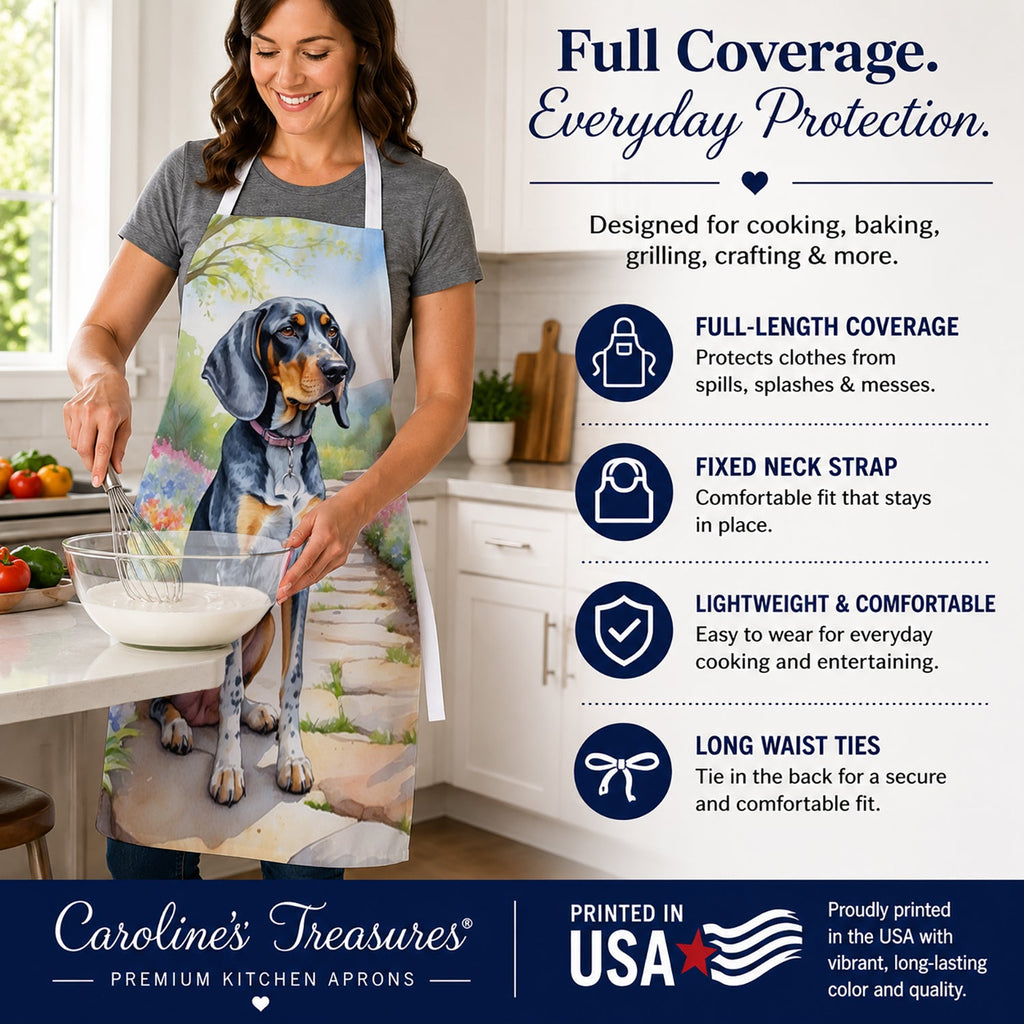 Bluetick Coonhound Spring Path Apron Cooking Kitchen Server Baking Crafts Gardening for Adult Women Men, Unisex, Large, Multicolor