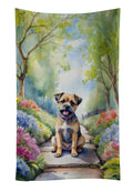 Border Terrier Spring Path Kitchen Towel Velour Plush Front and Cotton Loop Back Machine Washable