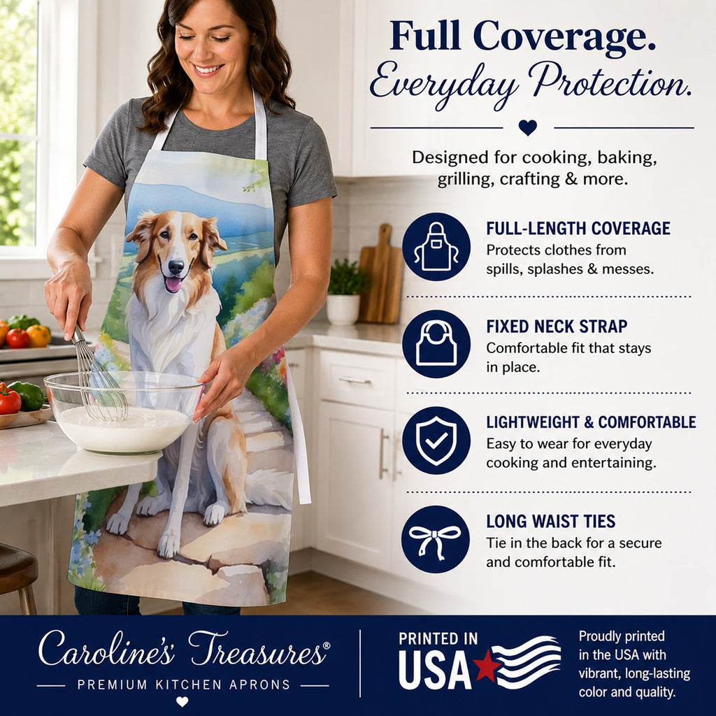 Borzoi Spring Path Apron Cooking Kitchen Server Baking Crafts Gardening for Adult Women Men, Unisex, Large, Multicolor