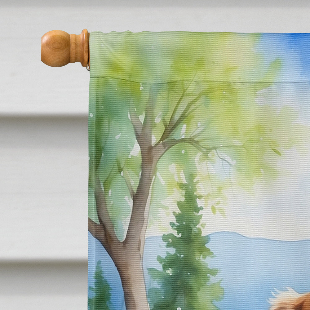 Borzoi Spring Path House Flag 28x40 Porch Sleeve Pole Decorative Outside Yard Banner Artwork Wall Hanging, Polyester