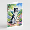 Borzoi Spring Path Greeting Cards Pack of 8 Blank Cards with Envelopes Whimsical A7 Size 5x7