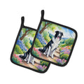 Borzoi Spring Path Pot Holder Set of 2 Heat Resistant Quilted Hot Pads 7.5 x 7.5 Inch, Insulated Kitchen Trivets for Cooking & Baking