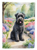 Bouvier des Flandres Spring Path House Flag 28x40 Porch Sleeve Pole Decorative Outside Yard Banner Artwork Wall Hanging, Polyester