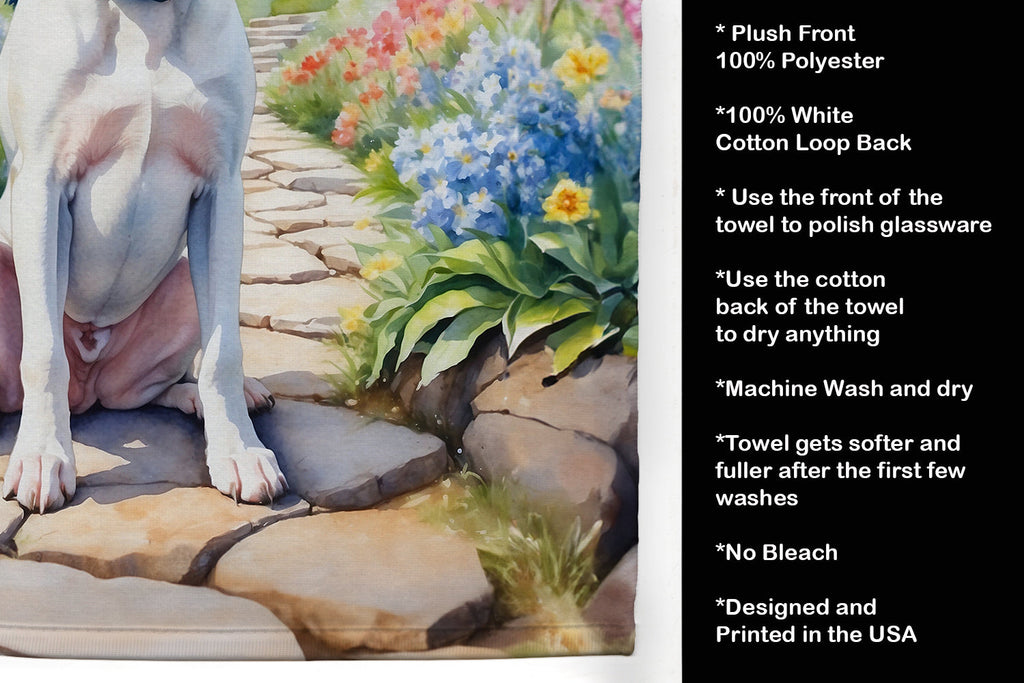 White Boxer Spring Path Kitchen Towel Velour Plush Front and Cotton Loop Back Machine Washable