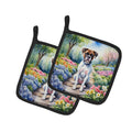 Boxer Spring Path Pot Holder Set of 2 Heat Resistant Quilted Hot Pads 7.5 x 7.5 Inch, Insulated Kitchen Trivets for Cooking & Baking