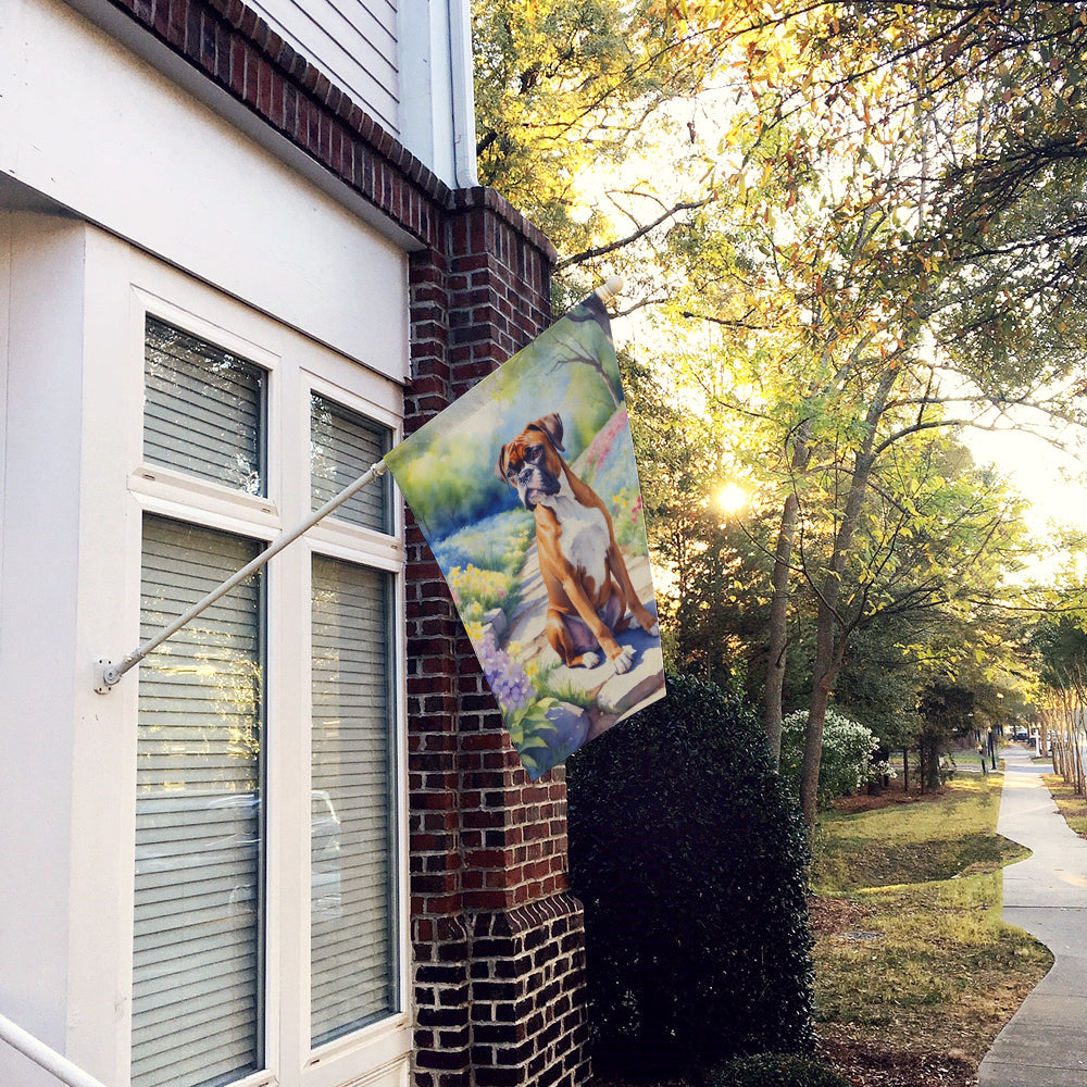Boxer Spring Path House Flag 28x40 Porch Sleeve Pole Decorative Outside Yard Banner Artwork Wall Hanging, Polyester