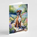 Boxer Spring Path Greeting Cards Pack of 8 Blank Cards with Envelopes Whimsical A7 Size 5x7