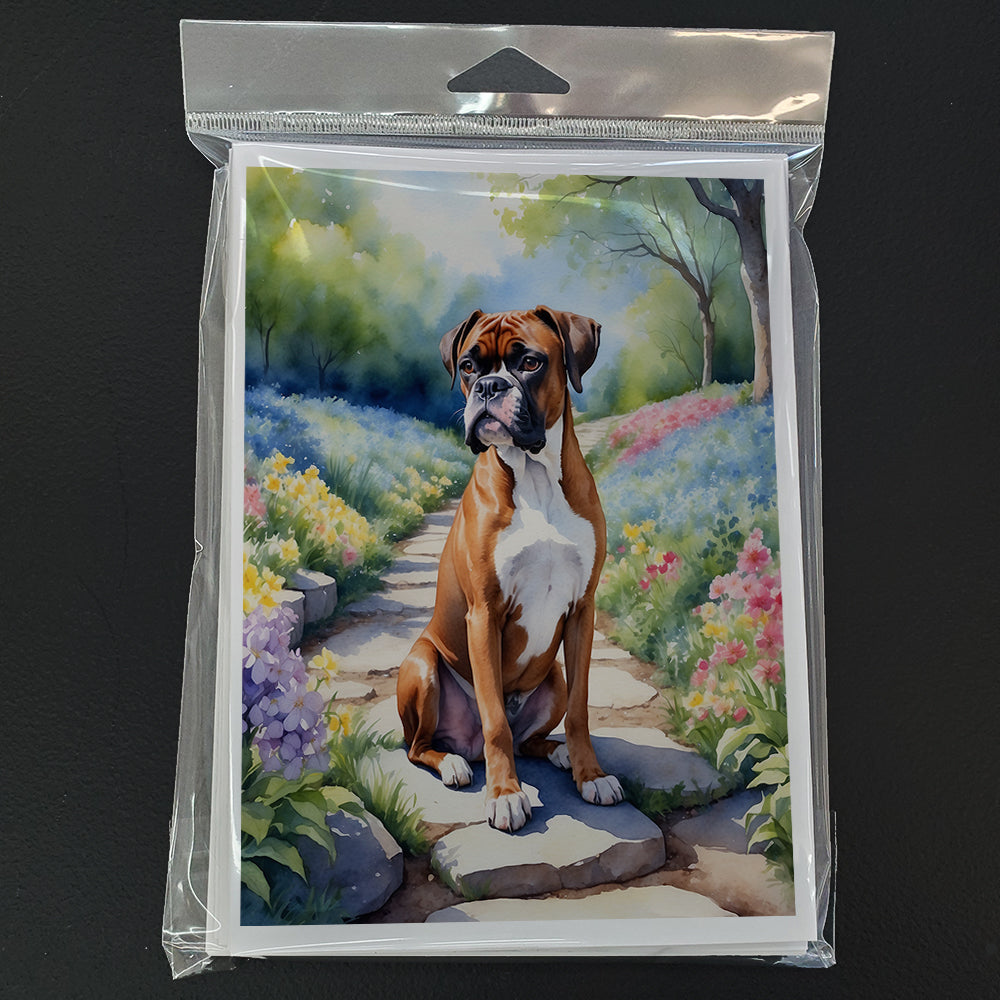Boxer Spring Path Greeting Cards Pack of 8 Blank Cards with Envelopes Whimsical A7 Size 5x7