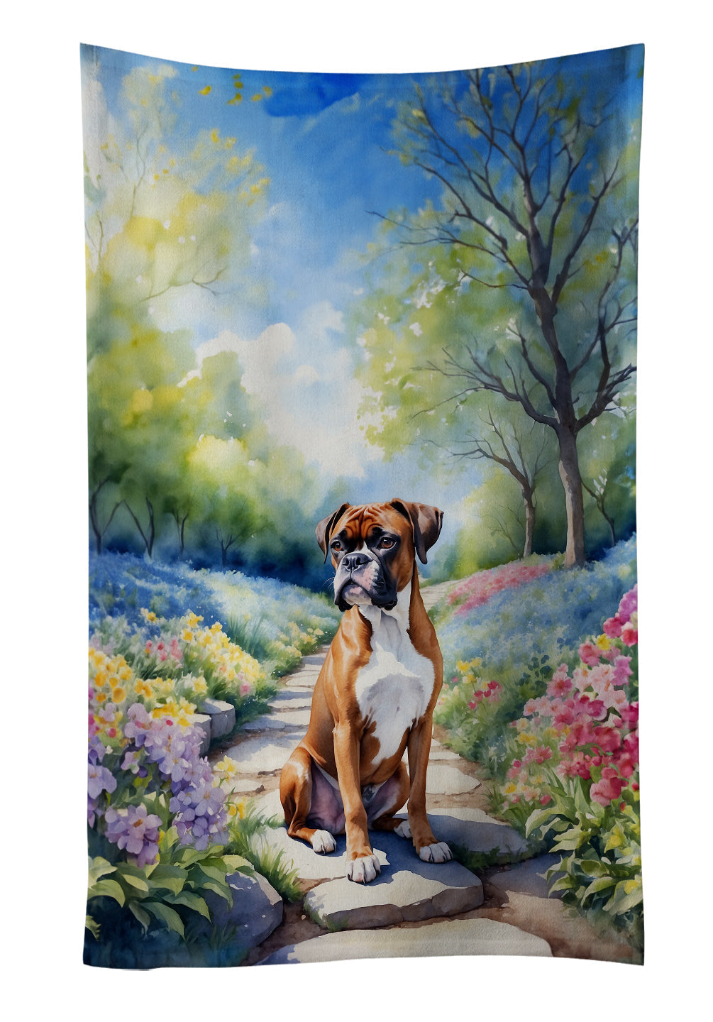 Boxer Spring Path Kitchen Towel Velour Plush Front and Cotton Loop Back Machine Washable