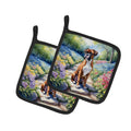 Boxer Spring Path Pot Holder Set of 2 Heat Resistant Quilted Hot Pads 7.5 x 7.5 Inch, Insulated Kitchen Trivets for Cooking & Baking