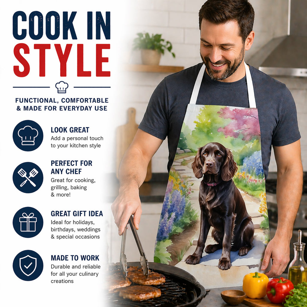 Boykin Spaniel Spring Path Apron Cooking Kitchen Server Baking Crafts Gardening for Adult Women Men, Unisex, Large, Multicolor