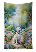 Bull Terrier Spring Path Kitchen Towel Velour Plush Front and Cotton Loop Back Machine Washable