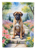 Bullmastiff Spring Path House Flag 28x40 Porch Sleeve Pole Decorative Outside Yard Banner Artwork Wall Hanging, Polyester