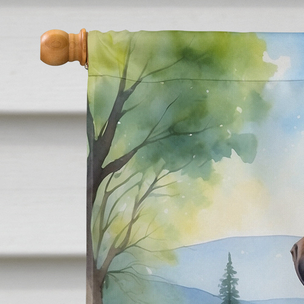 Bullmastiff Spring Path House Flag 28x40 Porch Sleeve Pole Decorative Outside Yard Banner Artwork Wall Hanging, Polyester