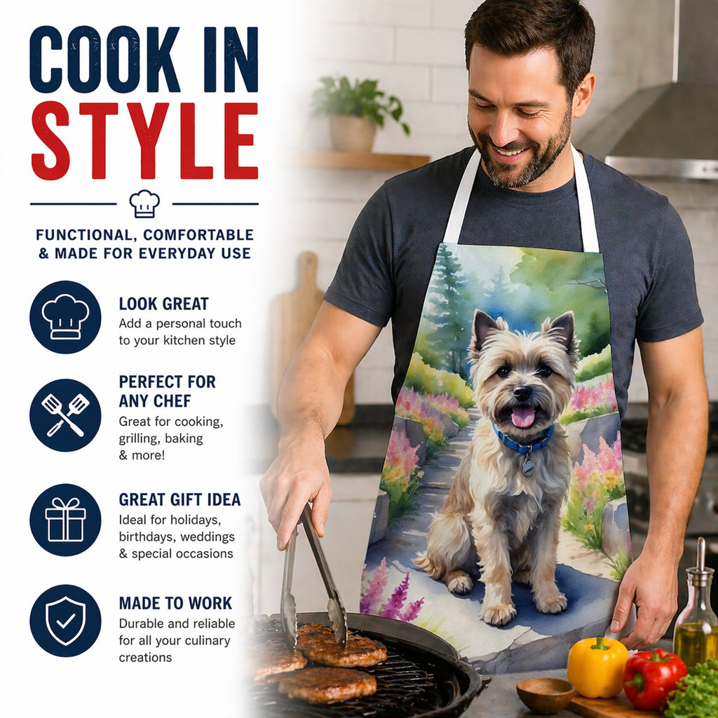 Cairn Terrier Spring Path Apron Cooking Kitchen Server Baking Crafts Gardening for Adult Women Men, Unisex, Large, Multicolor