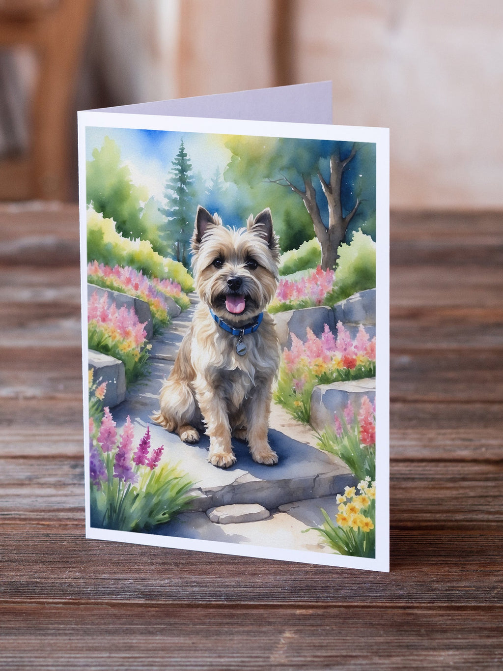 Cairn Terrier Spring Path Greeting Cards Pack of 8 Blank Cards with Envelopes Whimsical A7 Size 5x7