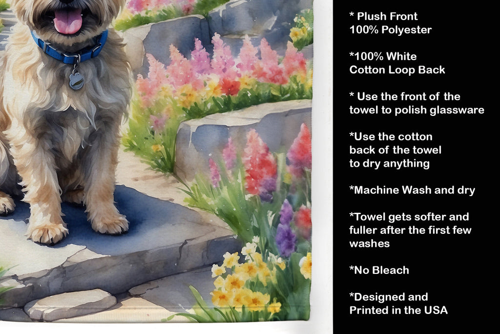 Cairn Terrier Spring Path Kitchen Towel Velour Plush Front and Cotton Loop Back Machine Washable