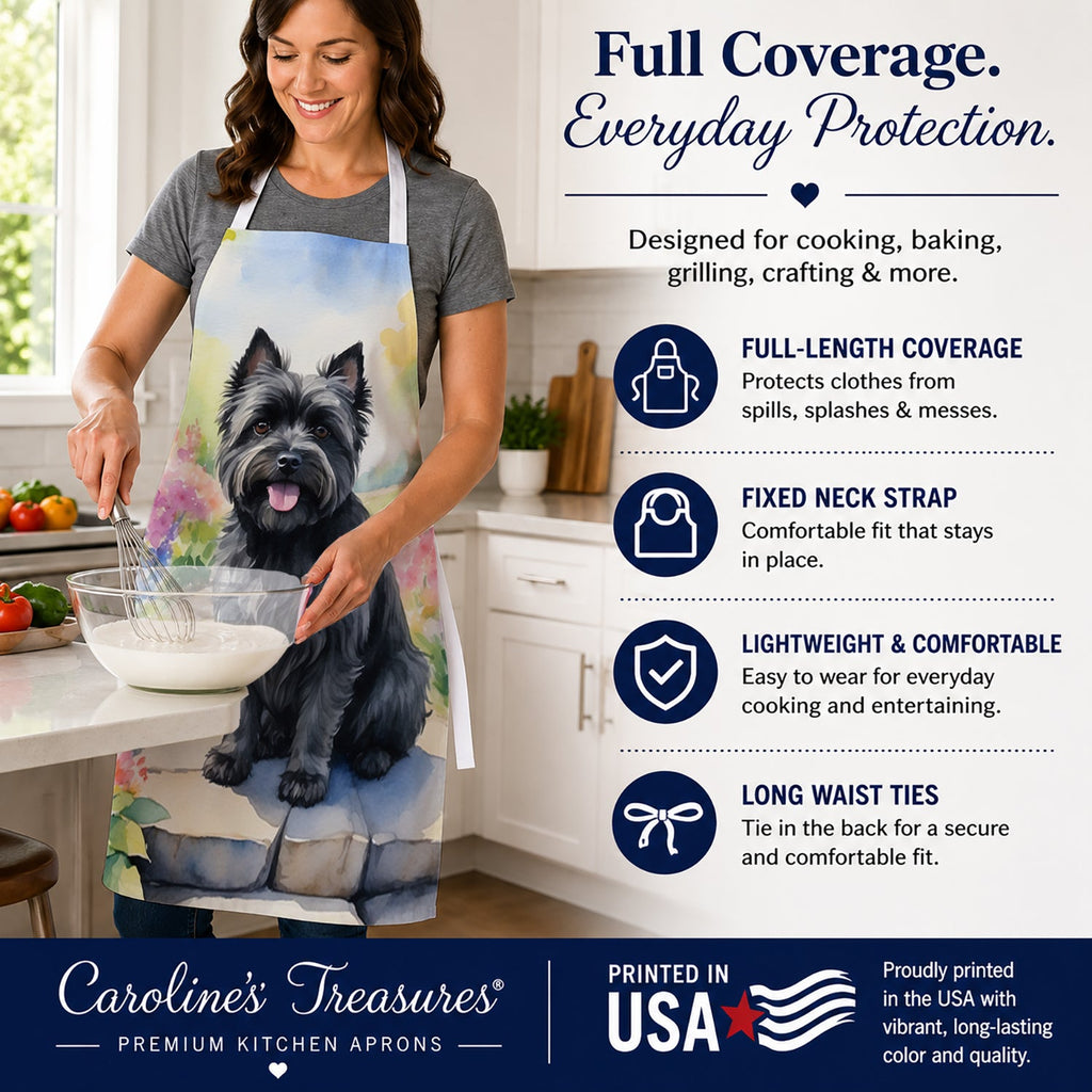 Cairn Terrier Spring Path Apron Cooking Kitchen Server Baking Crafts Gardening for Adult Women Men, Unisex, Large, Multicolor