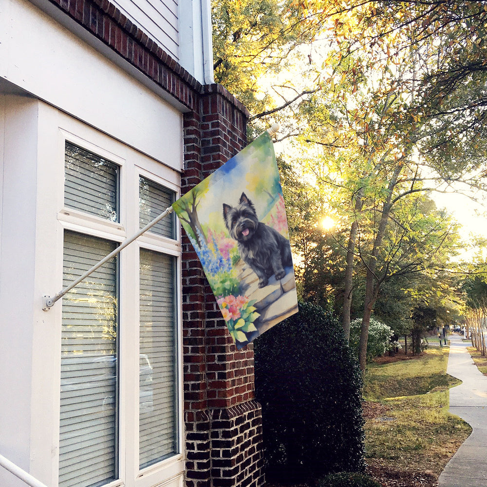 Cairn Terrier Spring Path House Flag 28x40 Porch Sleeve Pole Decorative Outside Yard Banner Artwork Wall Hanging, Polyester