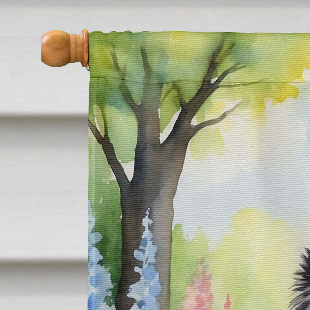 Cairn Terrier Spring Path House Flag 28x40 Porch Sleeve Pole Decorative Outside Yard Banner Artwork Wall Hanging, Polyester