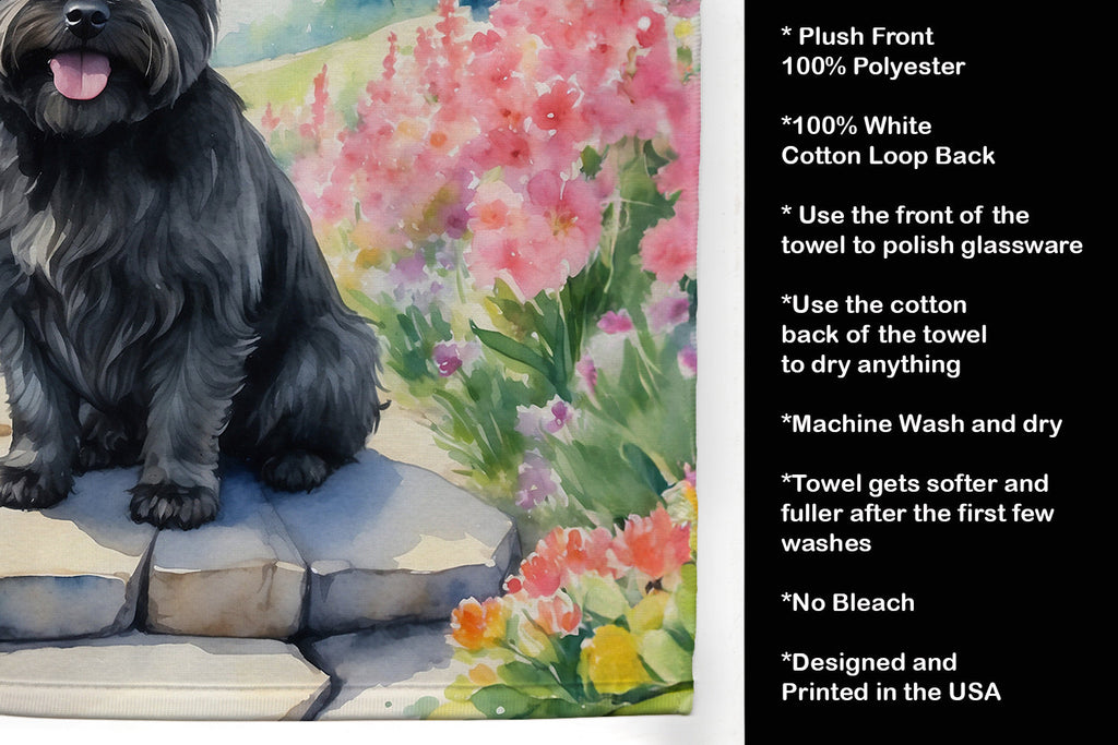 Cairn Terrier Spring Path Kitchen Towel Velour Plush Front and Cotton Loop Back Machine Washable