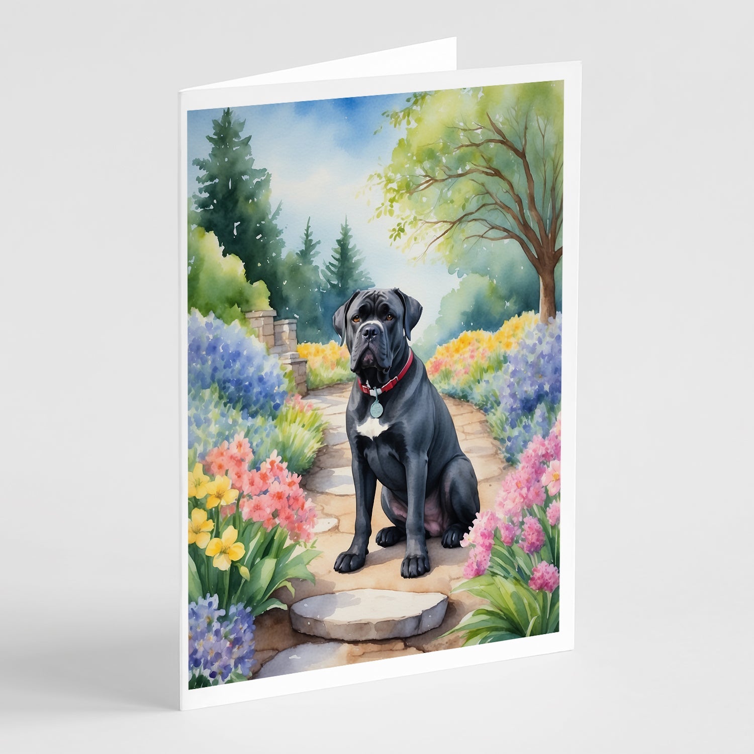Cane Corso Spring Path Greeting Cards Pack of 8 Blank Cards with Envelopes Whimsical A7 Size 5x7
