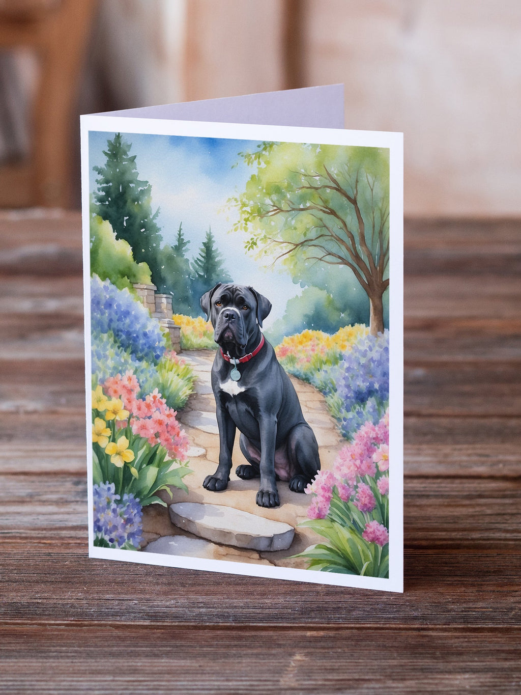 Cane Corso Spring Path Greeting Cards Pack of 8 Blank Cards with Envelopes Whimsical A7 Size 5x7