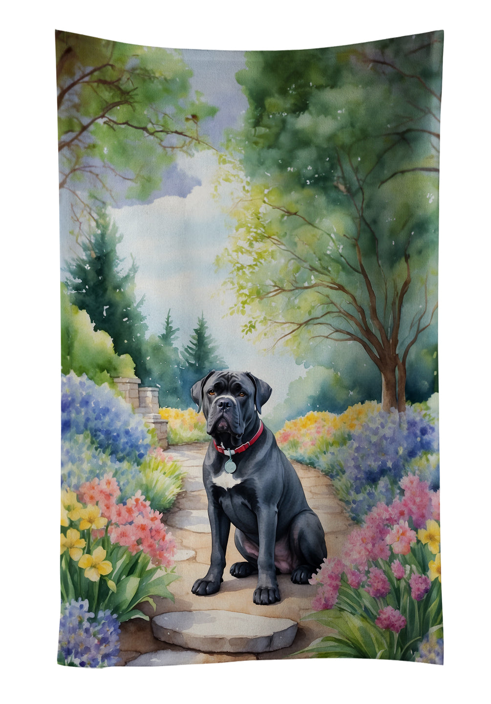 Cane Corso Spring Path Kitchen Towel Velour Plush Front and Cotton Loop Back Machine Washable