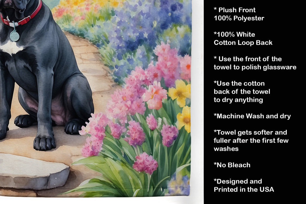 Cane Corso Spring Path Kitchen Towel Velour Plush Front and Cotton Loop Back Machine Washable
