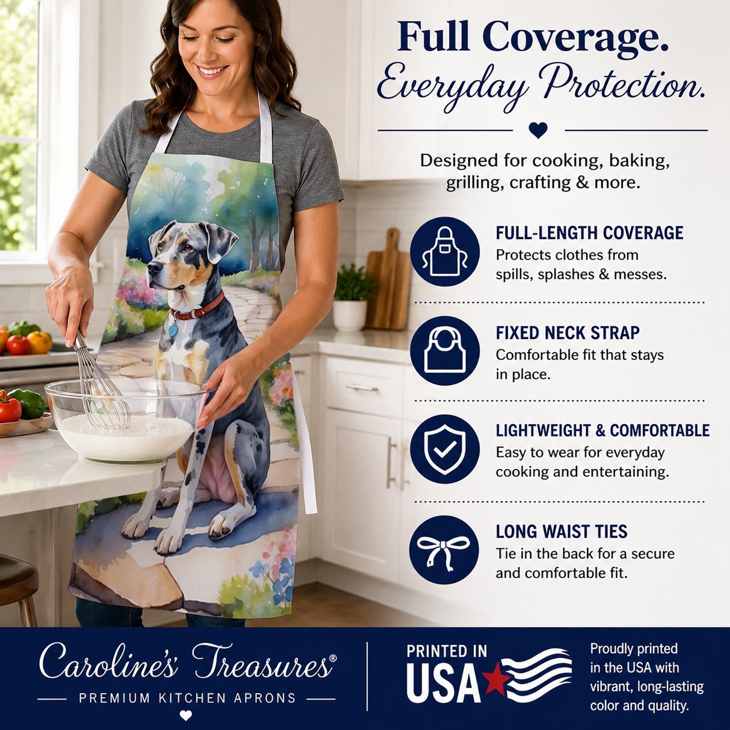 Catahoula Spring Path Apron Cooking Kitchen Server Baking Crafts Gardening for Adult Women Men, Unisex, Large, Multicolor