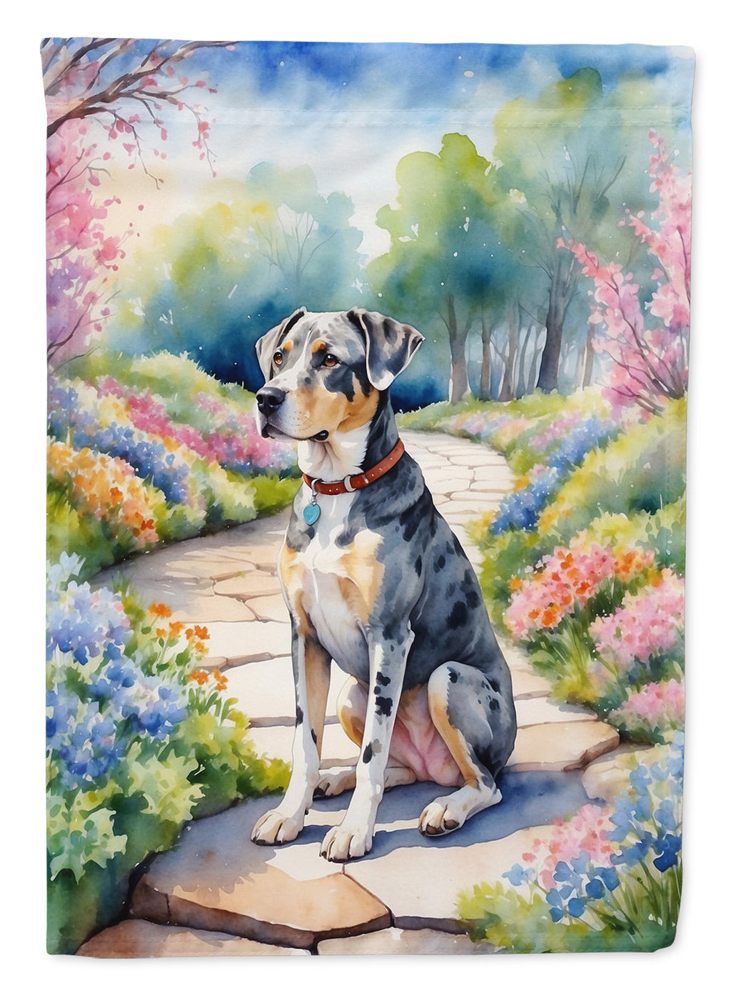 Catahoula Spring Path House Flag 28x40 Porch Sleeve Pole Decorative Outside Yard Banner Artwork Wall Hanging, Polyester