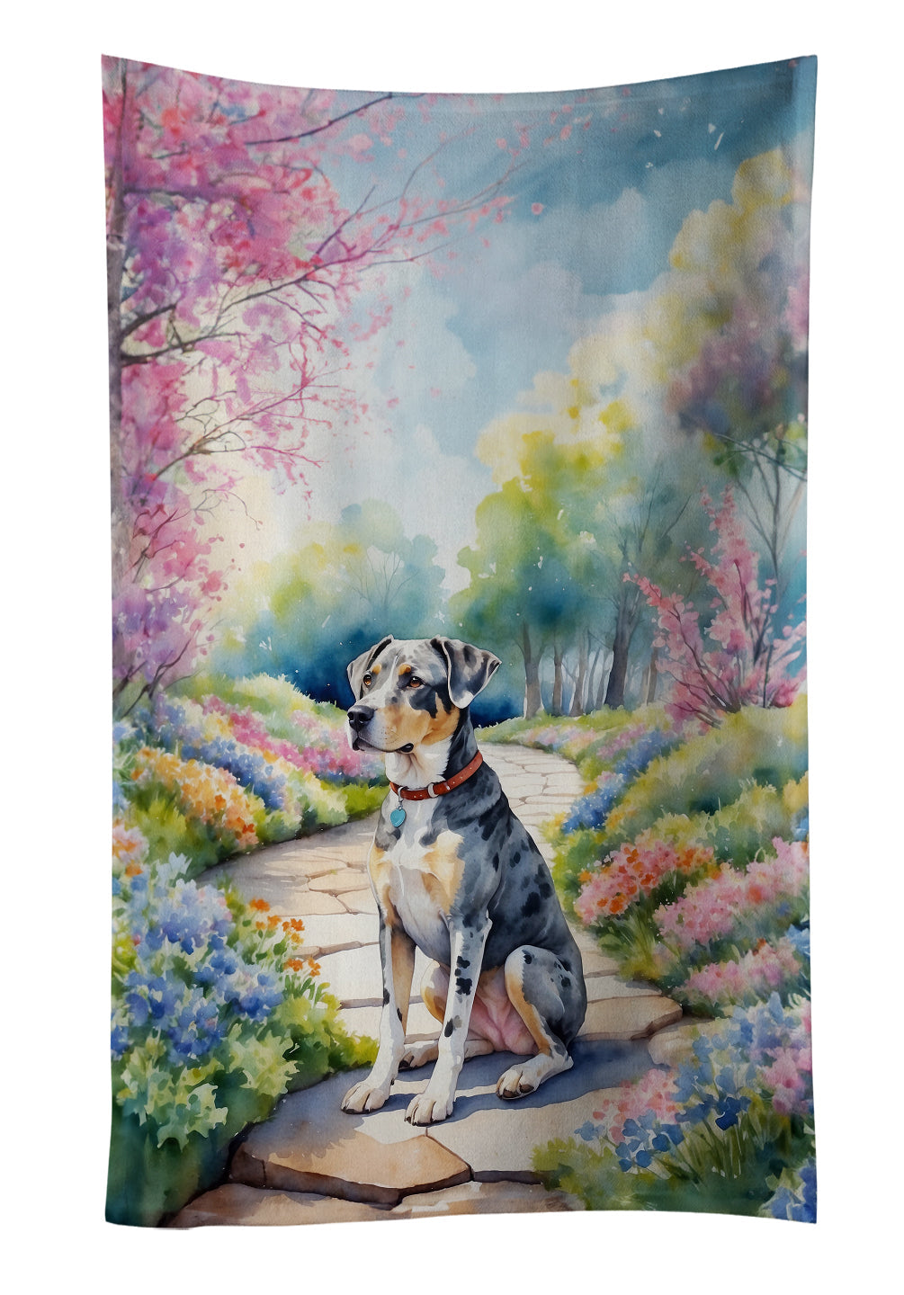 Catahoula Spring Path Kitchen Towel Velour Plush Front and Cotton Loop Back Machine Washable