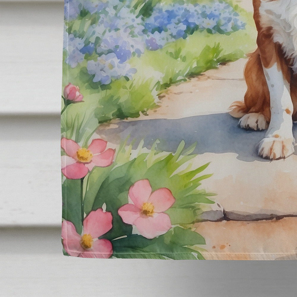 Cavalier Spaniel Spring Path House Flag 28x40 Porch Sleeve Pole Decorative Outside Yard Banner Artwork Wall Hanging, Polyester