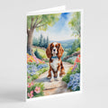Cavalier Spaniel Spring Path Greeting Cards Pack of 8 Blank Cards with Envelopes Whimsical A7 Size 5x7