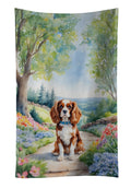 Cavalier Spaniel Spring Path Kitchen Towel Velour Plush Front and Cotton Loop Back Machine Washable