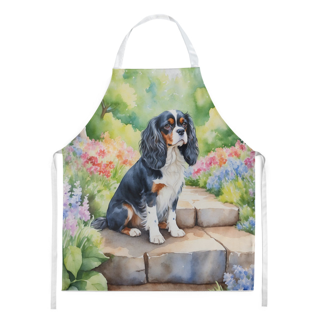 Cavalier Spaniel Spring Path Apron Cooking Kitchen Server Baking Crafts Gardening for Adult Women Men, Unisex, Large, Multicolor