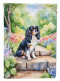 Cavalier Spaniel Spring Path House Flag 28x40 Porch Sleeve Pole Decorative Outside Yard Banner Artwork Wall Hanging, Polyester