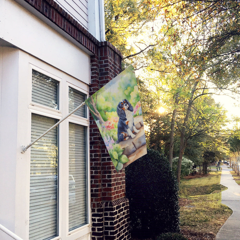 Cavalier Spaniel Spring Path House Flag 28x40 Porch Sleeve Pole Decorative Outside Yard Banner Artwork Wall Hanging, Polyester